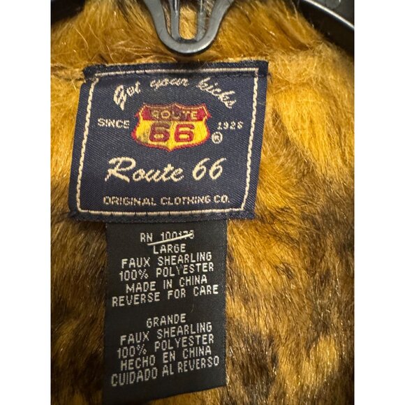 Vintage Y2K Route 66 Faux Shearling Women’s L Camel Brown Coat With Belted Waist - Picture 3 of 4